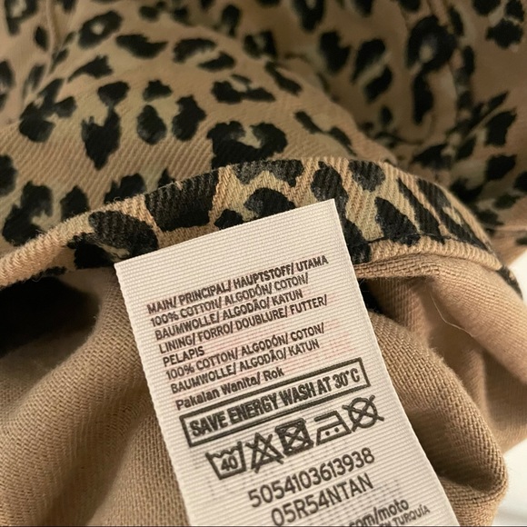 Topshop Half Zip Leopard Print Denim Mini Skirt Sz 4 - Picture 7 of 7